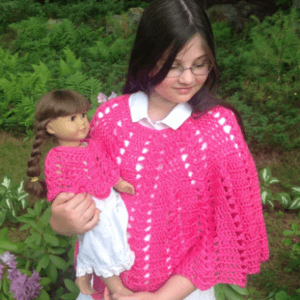 Girl's Poncho, Size Medium/Large  (available in multiple colors - matches doll ponchos)