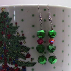 sparkly red and green Christmas earrings