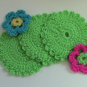 Crocheted Spring Coasters Easter Gift - set of 3