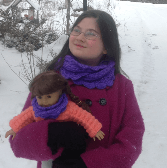 Handmade Matching Girl and Doll Infinity Scarf Set - Image 2