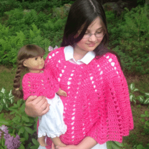 Girl's Poncho, Size Medium/Large  (available in multiple colors - matches doll ponchos)