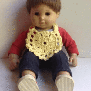 Doll Bib and Washcloth Set (available in blue, pink, or yellow)