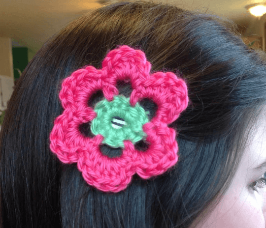 Crocheted Flower Barrette (available in multiple colors) - Image 3