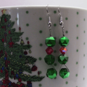 Sparkly Red and Green Christmas Earrings