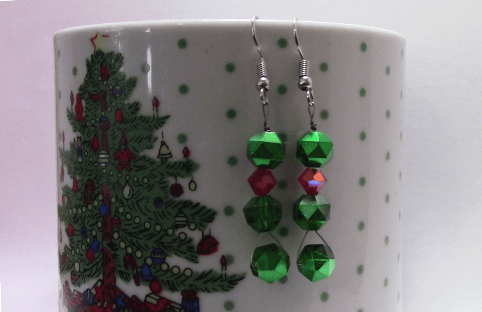 Sparkly Red and Green Christmas Earrings
